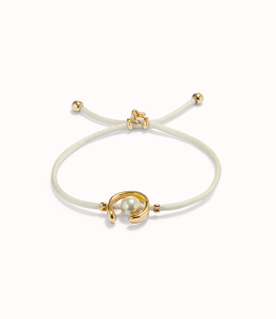 Cream cord bracelet with a pearl
